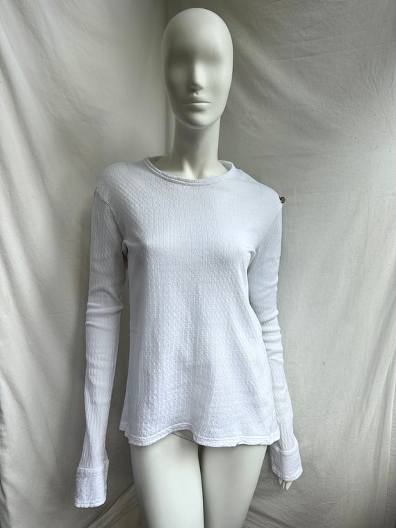 vintage 90s JUST CAVALLI basic white top. ribbed l