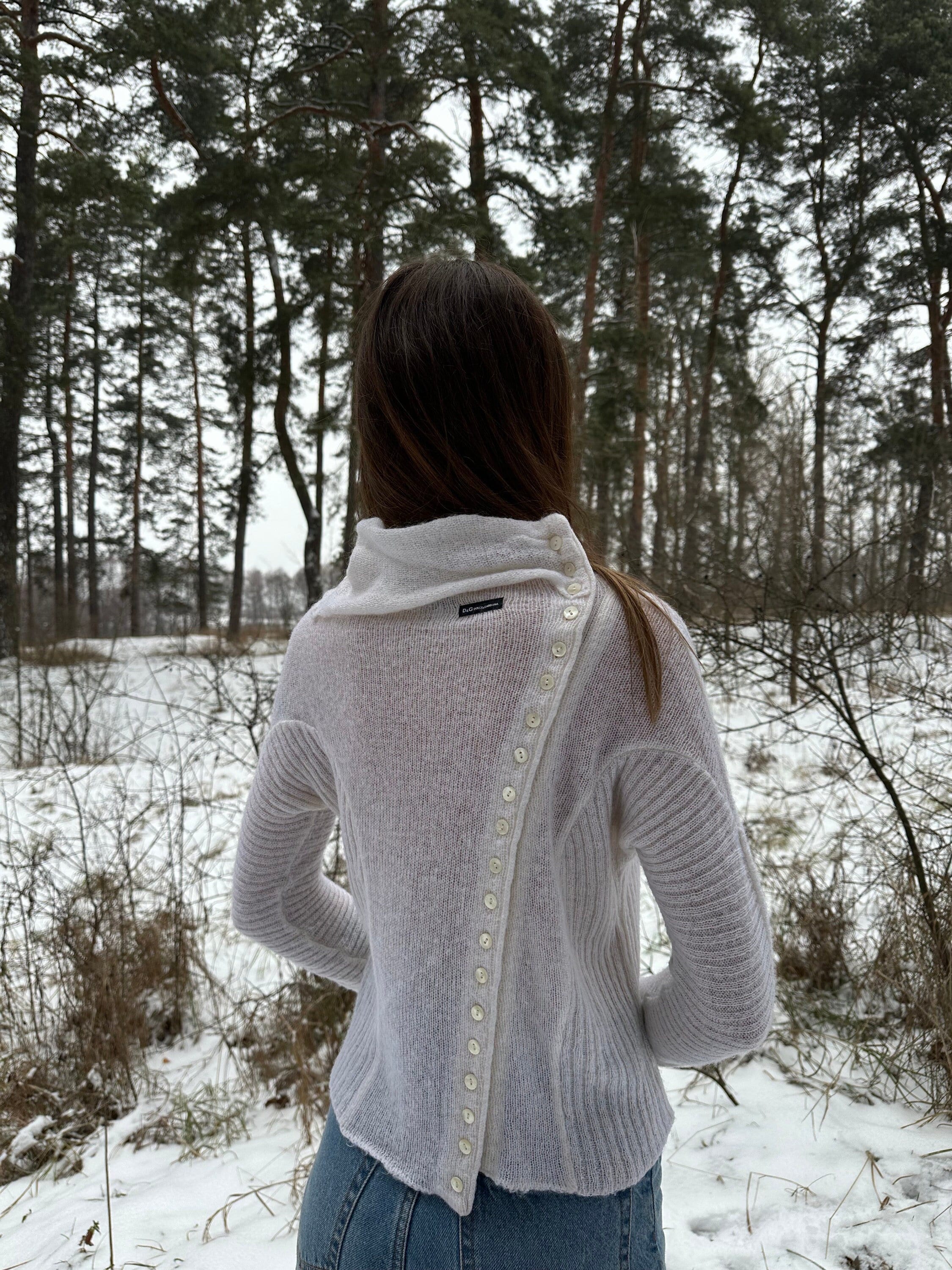 Y2k Vintage Dolce Gabbana White Knitted Top, Turtleneck Y2k Vintage Dolce Gabbana White Knitted Top, Turtleneck