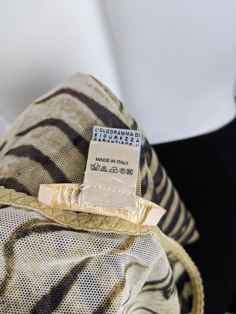 Y2k Vintage Roberto Cavalli Mesh Top Zebra Print, Animal