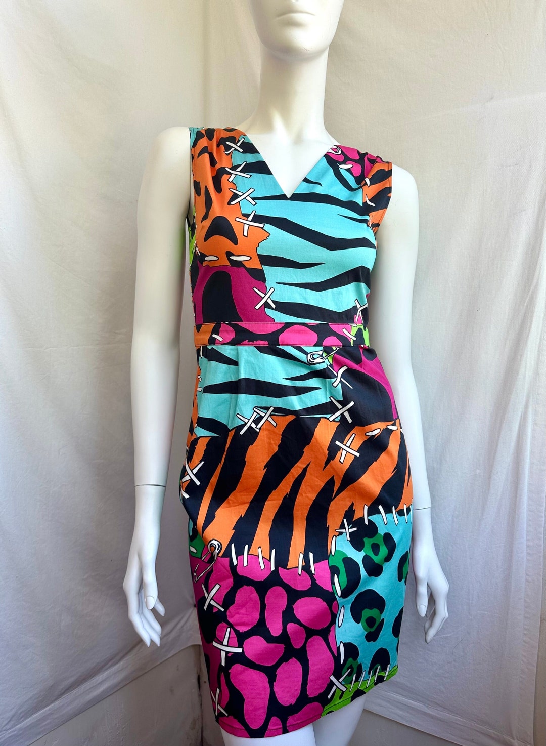 【送料&関税込】Moschino Dress With Animal Pattern Moschino Boutique Silk Dress Ruffle Animal Print Pink