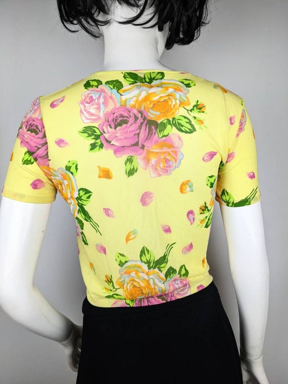 vintage 90s KENZO mesh crop top floral print. Ken… - image 3