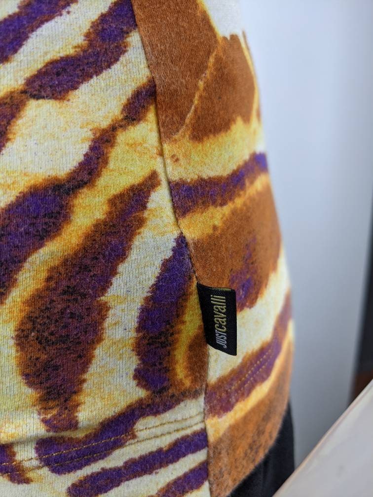 just cavalli トップス Vintage 90s JUST CAVALLI Top Animal Print. Orange Zebra