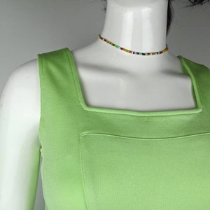 vintage 90s THIERRY MUGLER green tank dress. belted dress image 7