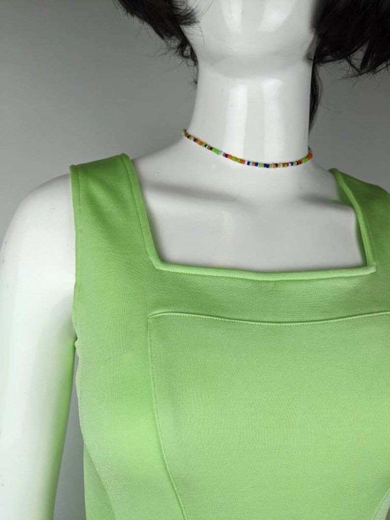 vintage 90s THIERRY MUGLER green tank dress. belted dress image 7