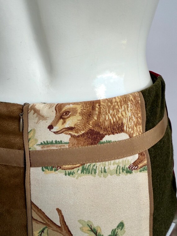 Vintage Patchwork Slit Skirt, Multiprint Mini Ski… - image 6