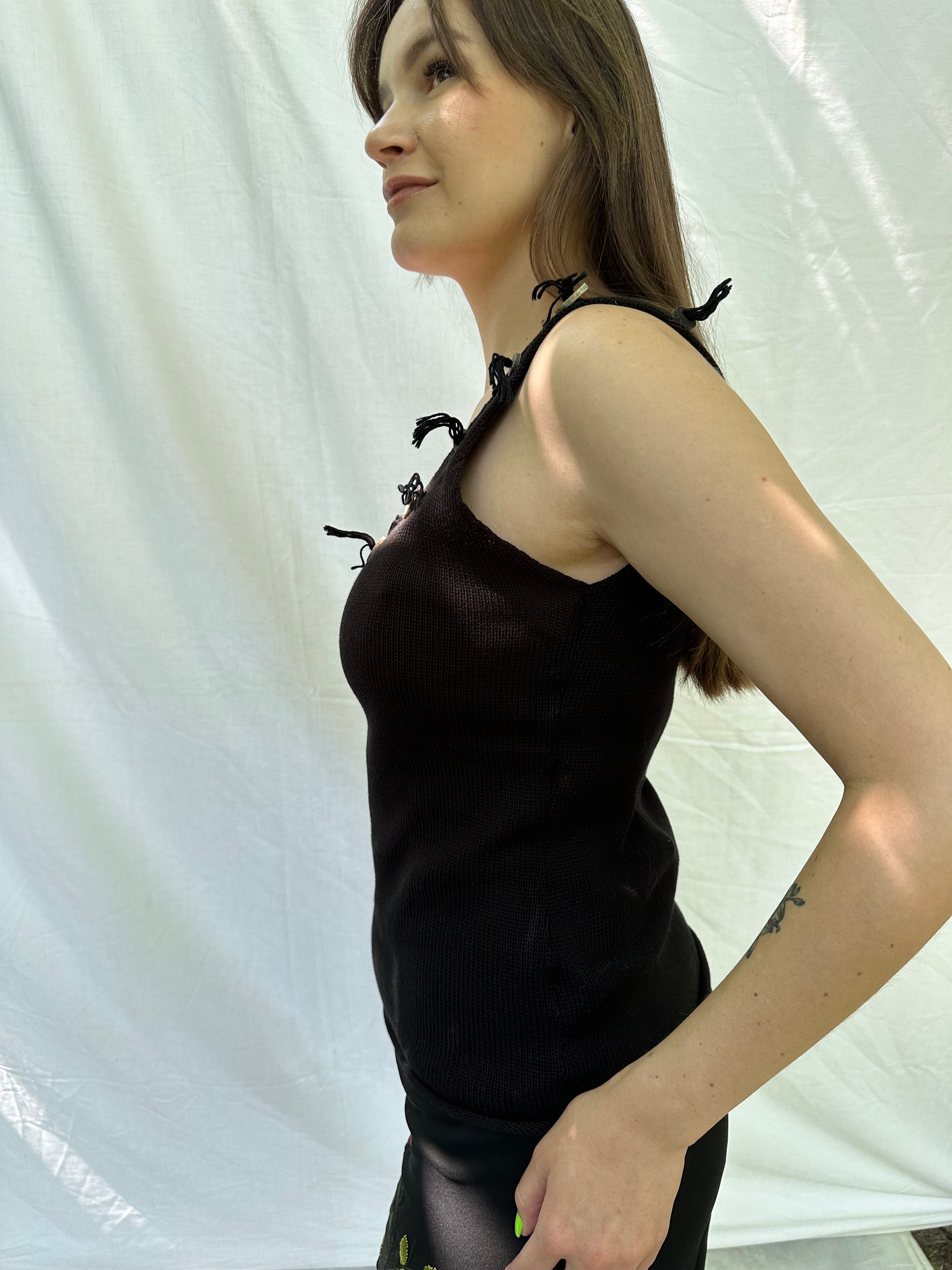 Vintage 90s Emporio Armani Black Knit Tank Top - Etsy