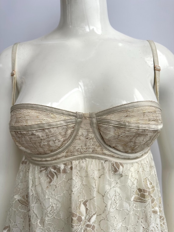 Y2K Gold and Cream Lace Bustier (XS/S)