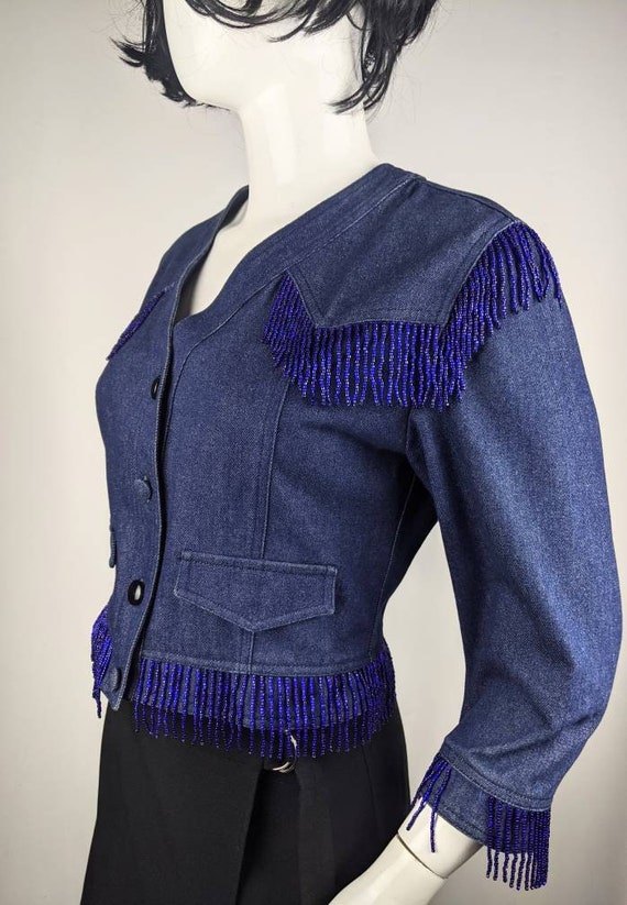 vintage 90s MOSCHINO fringes jacket. western crop… - image 3