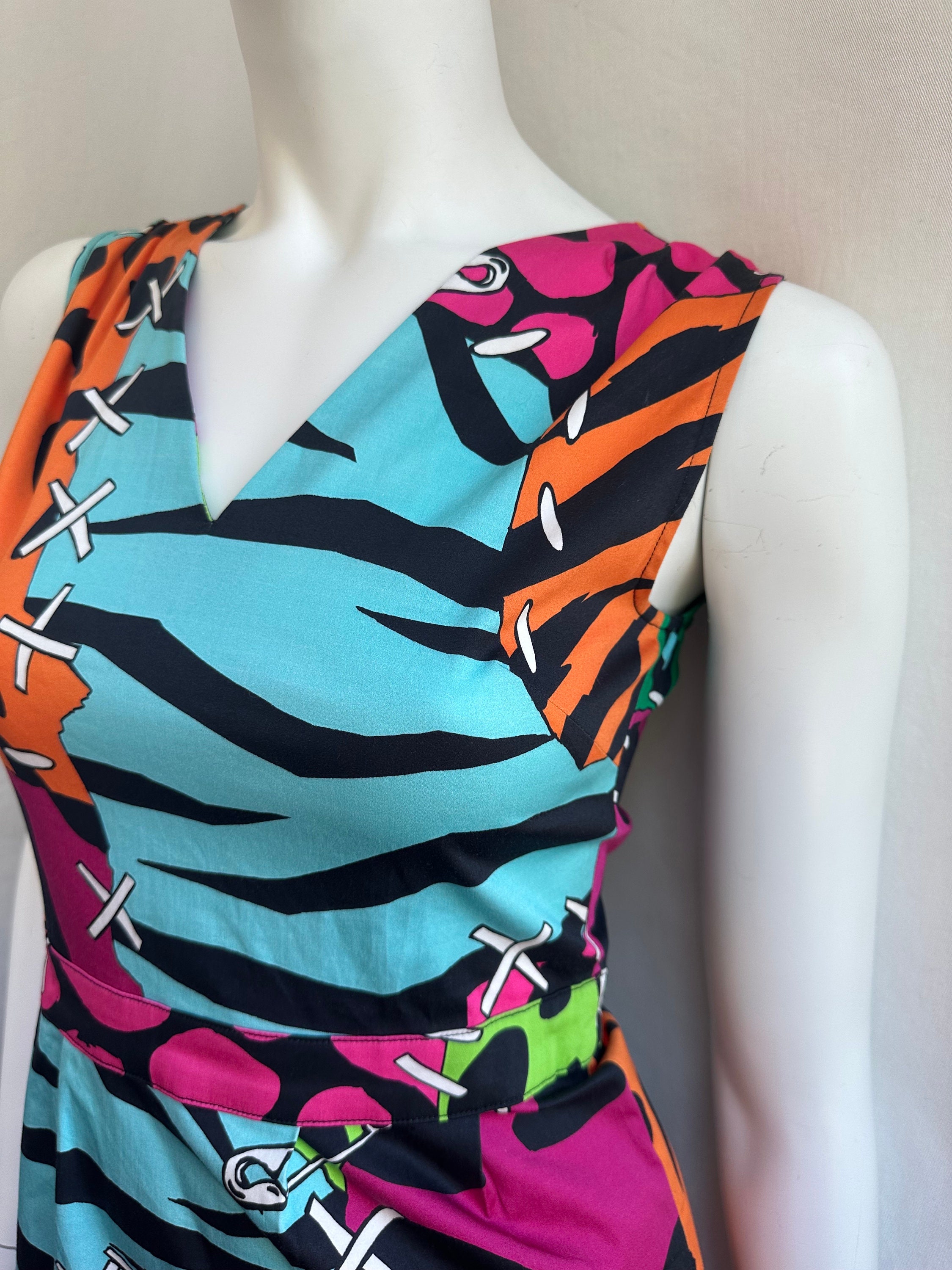 Y2k Vintage MOSCHINO Patchwork Dress. Multicolor Animal