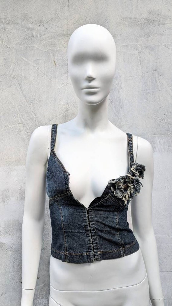 Vintage 90s PLEIN SUD Denim Jeans Corset Top Bustier Denim Etsy