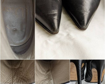 Vintage CHRISTIAN DIOR Leather Saddle Boots With Logo