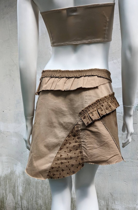 y2k vintage PLEIN SUD wrap mini skirt. beige asym… - image 3