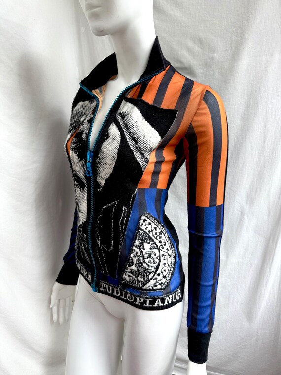Y2k Vintage Patchwork Full Zip Top, Long Sleeve A… - image 2