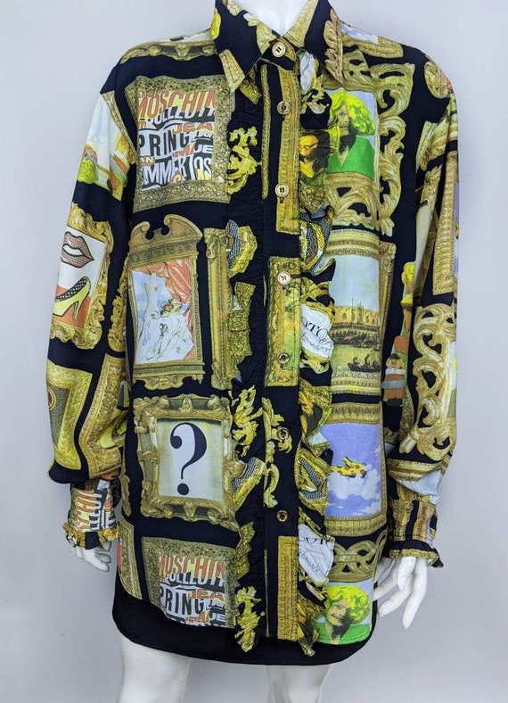希少 90s MOSCHINO モスキーノ 総柄 ヴィンテージ 襟ボア ブルゾン Moschino モスキーノ 半袖開襟シャツ 総柄 90s - メルカリ