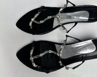 y2k vintage DEI MILLE sandals heels. metal and crystal straps sandals. size 38