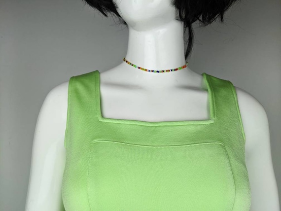 vintage 90s THIERRY MUGLER green tank dress. belt… - image 6