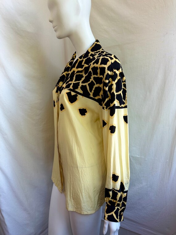 vintage 80s ESCADA animal print blouse. yellow si… - image 2