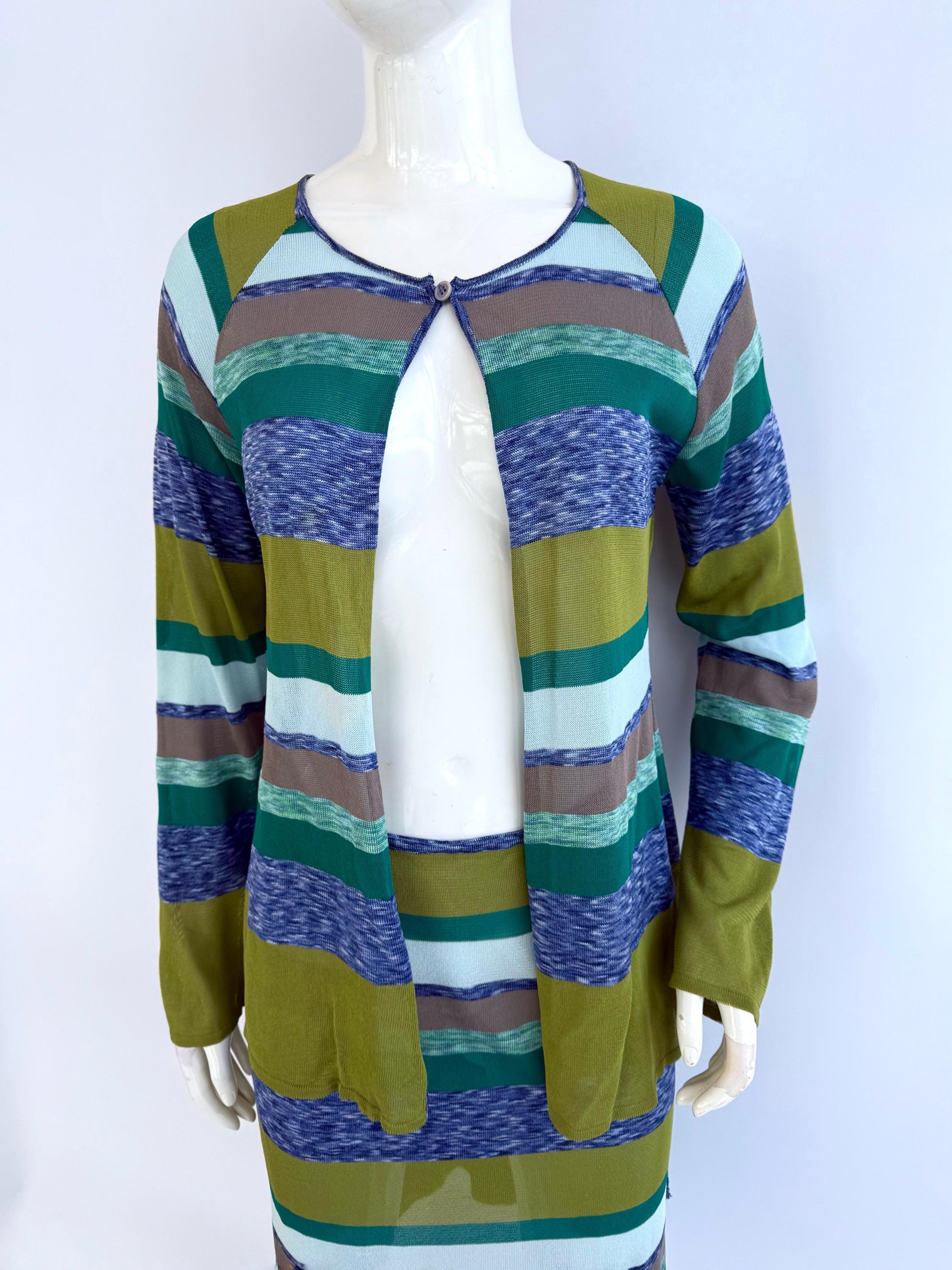 Y2k Vintage Missoni Striped Set, Knit Skirt and Cardigan - Etsy