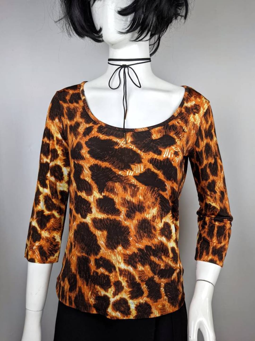 Y2k Vintage JUST CAVALLI Top Animal Print | Orange Giraffe