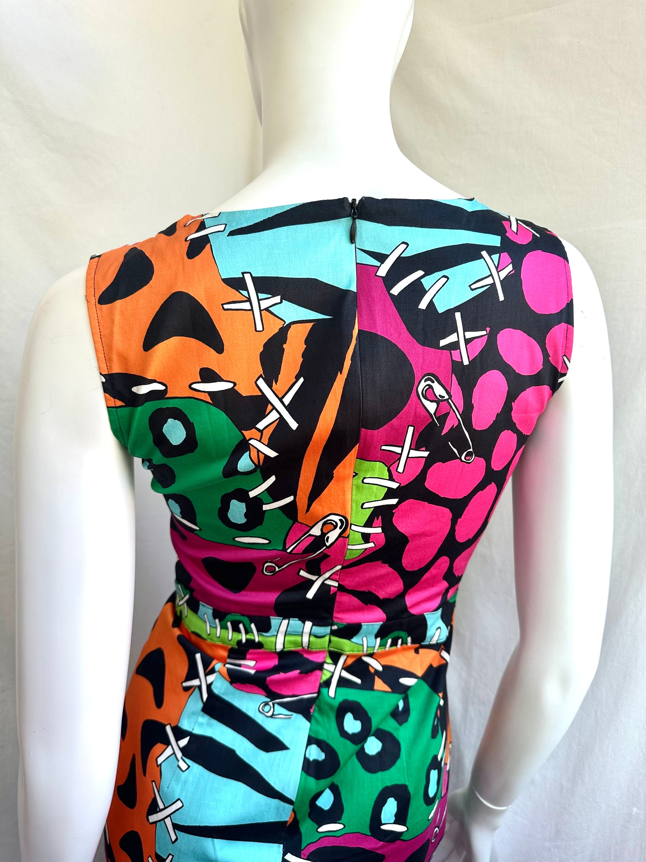 Y2k Vintage MOSCHINO Patchwork Dress. Multicolor Animal