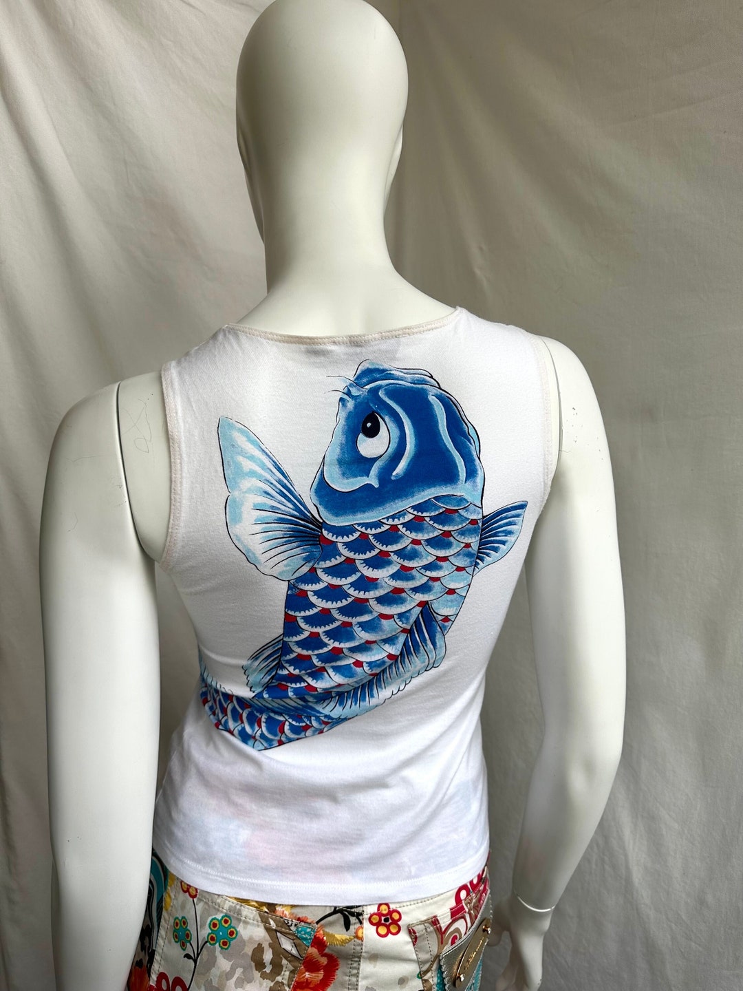 Y2k Vintage MOSCHINO Tank Top. Japanese Koi Fish Top Vest Etsy