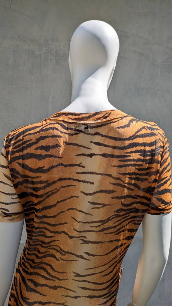 今週の新着アイテム Vintage 90s Moschino Mesh Top Tiger Print, Sheer Animal トップス