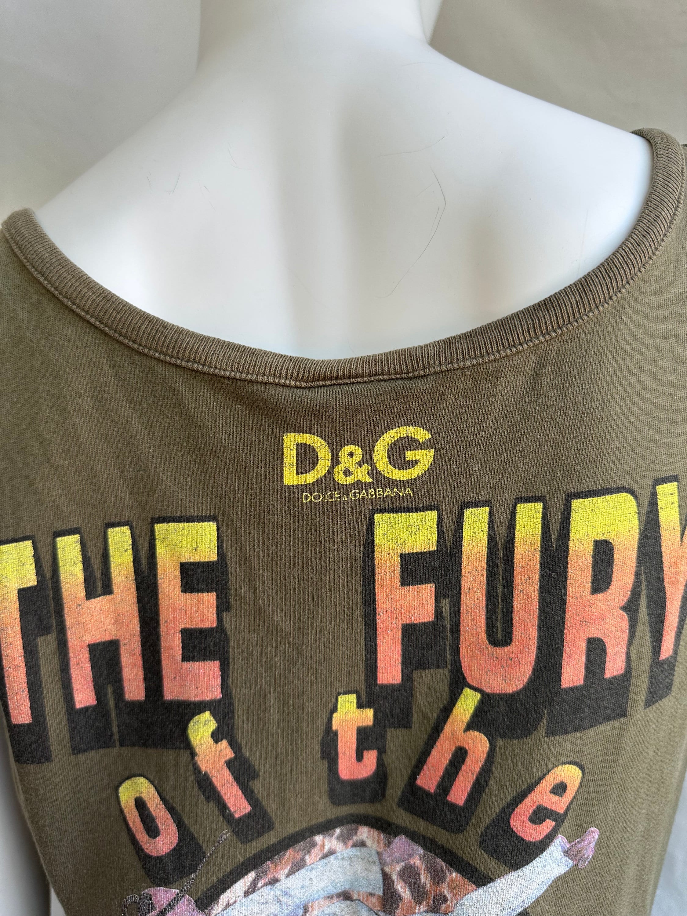 Y2k Vintage DOLCE GABBANA Tank Top. Aerobic Groove Dragon Print