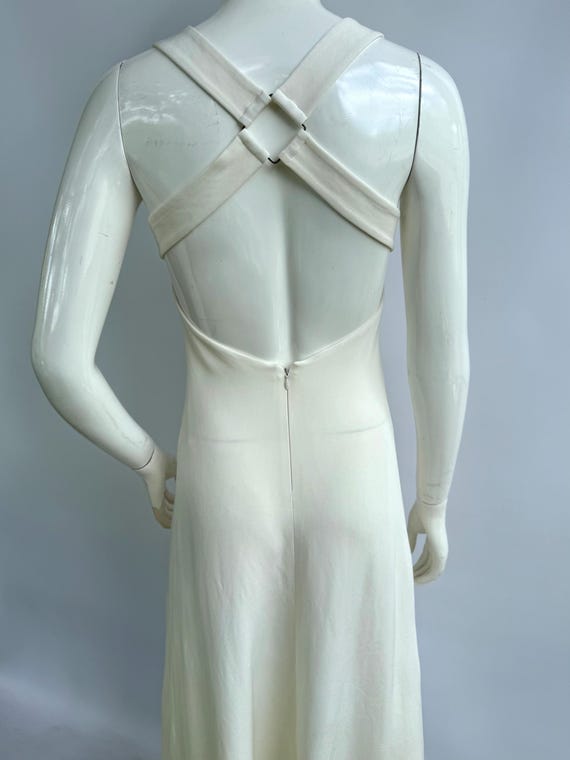Vintage 90s Emporio Armani Maxi Dress, Cream Long Gown, Criss Cross Back  Straps - Etsy