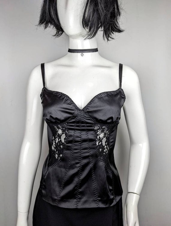 Y2k Vintage DOLCE GABBANA Satin Bustier. D&G Black Lace Top Corset. Size  Small -  Canada