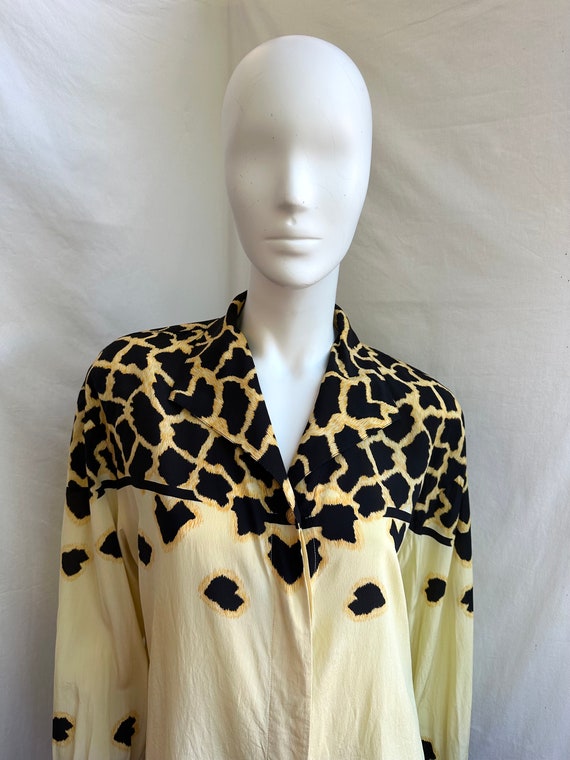 vintage 80s ESCADA animal print blouse. yellow si… - image 6