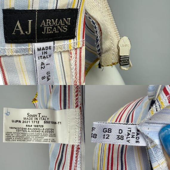 Y2k Vintage Armani Jeans Bustier, Multicolor Striped Cotton Corset