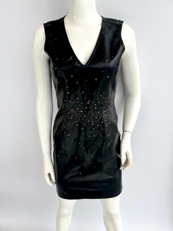 moschino black leather dress Vintage Studded Dress, Faux category_newarrivals