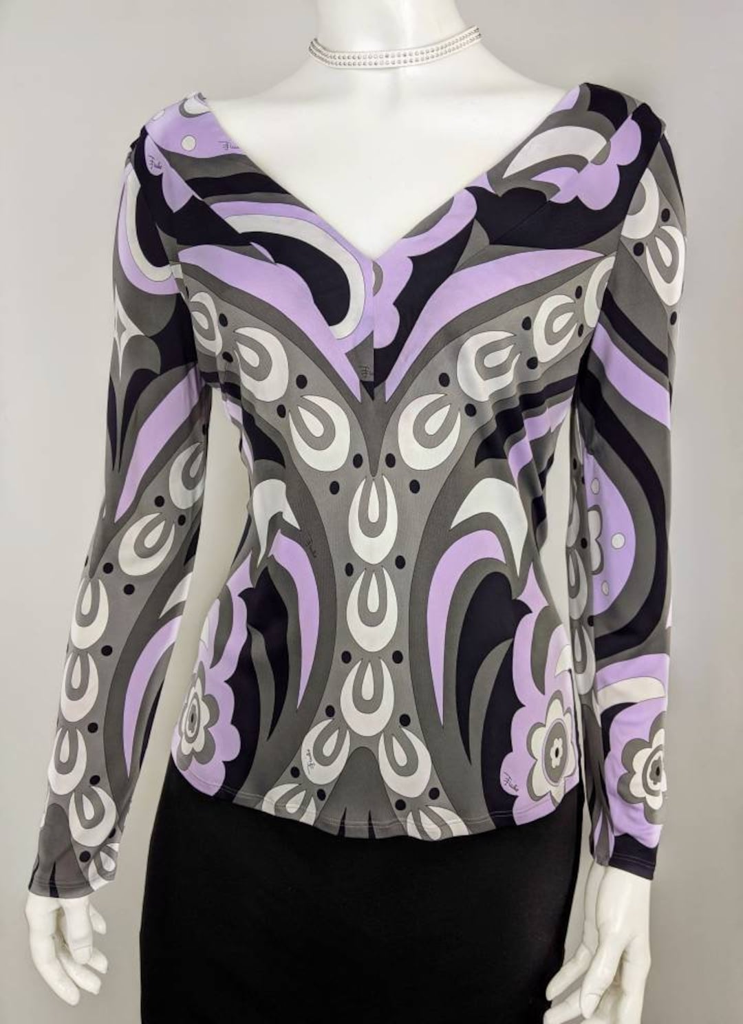 Vintage 1950s Emilio Pucci Top Silk Jersey Blouse Size M L