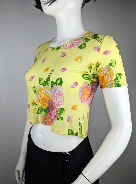 vintage 90s KENZO mesh crop top floral print. Ken… - image 2