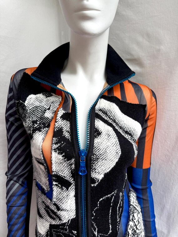 Y2k Vintage Patchwork Full Zip Top, Long Sleeve A… - image 6