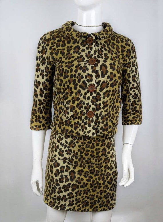 y2k vintage MOSCHINO leopard set. wool skirt and … - image 1