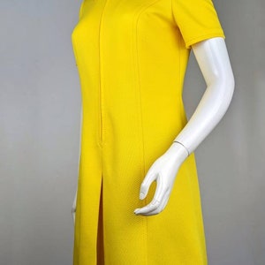 vintage 70s TRICOSA yellow zipper dress. A-line collared midi dress image 2