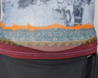 Vintage 90s Kenzo Blue Mesh Top, Native Long Sleeve Top