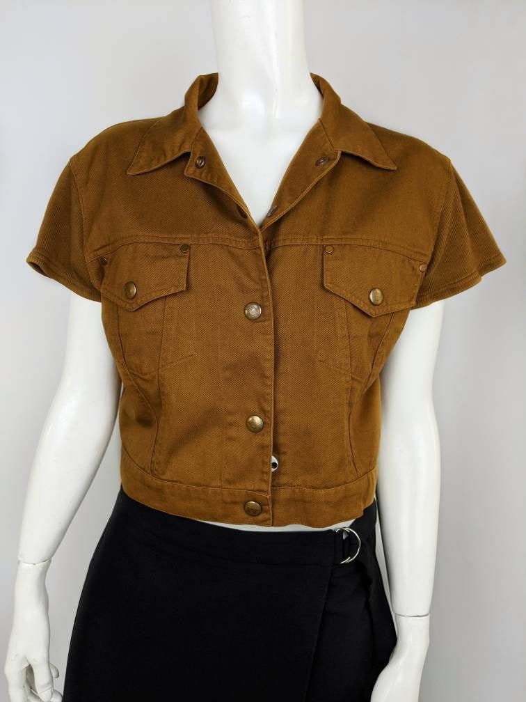 Jean Paul Gaultier, Vintage 90s JP Gaultier Crop Jacket, Brown Denim Jacket