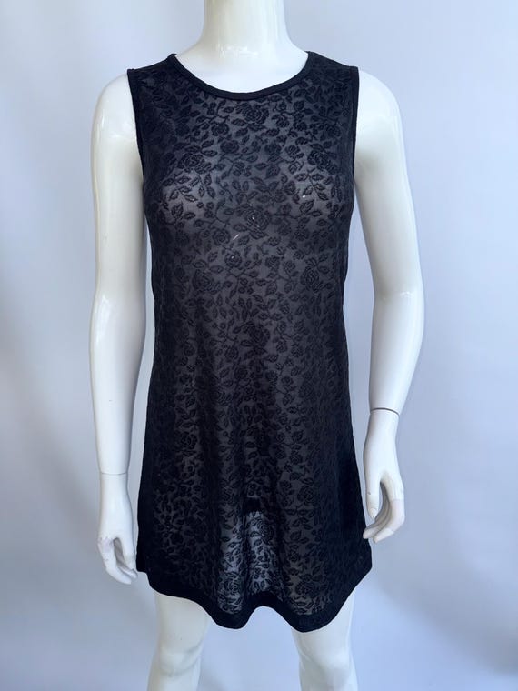 Dolce & Gabbana, Dolce Gabbana Black Sheer Dress, Floral Print Midi Gown Vintage 90s