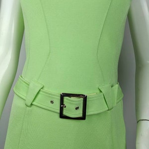 vintage 90s THIERRY MUGLER green tank dress. belted dress image 5