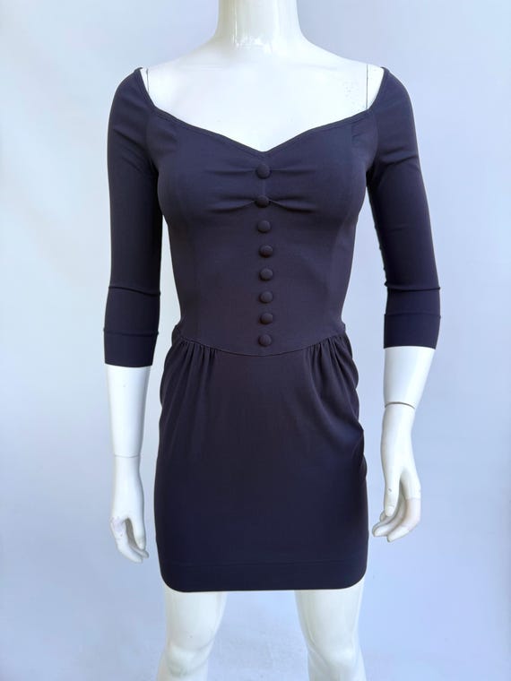 Moschino, Vintage 90s Moschino Navy Dress, Bodycon Mini Dress Size Small