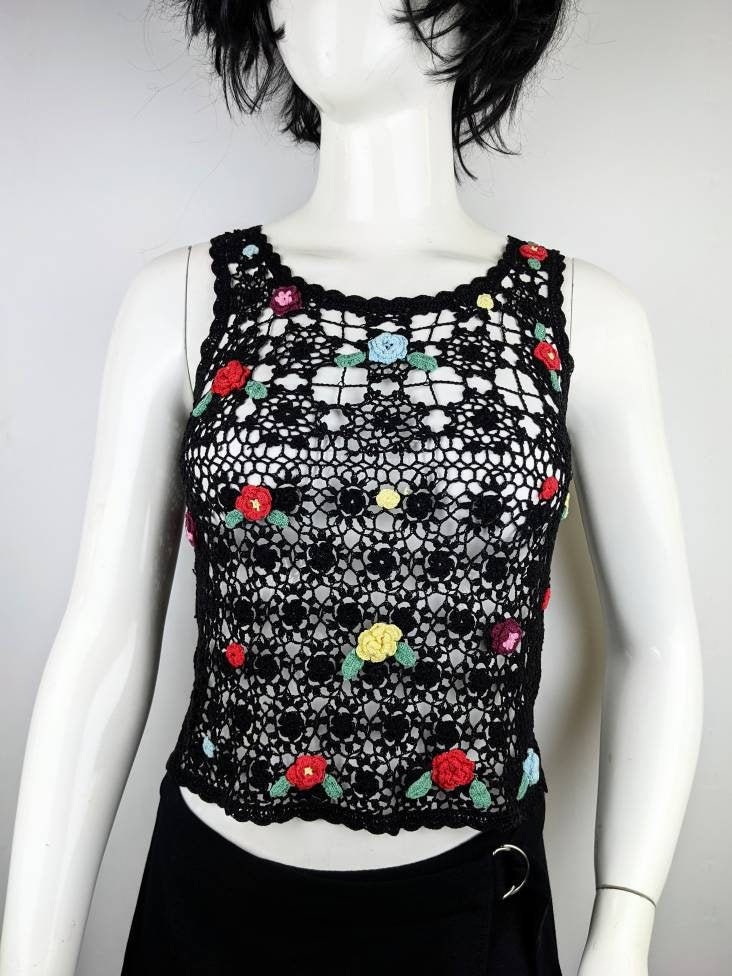 Y2k Vintage DOLCE GABBANA Crochet Tank Top. D&G Knit Floral Top - Etsy