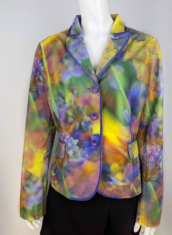 y2k vintage MOSCHINO floral jacket. abstract mult… - image 1
