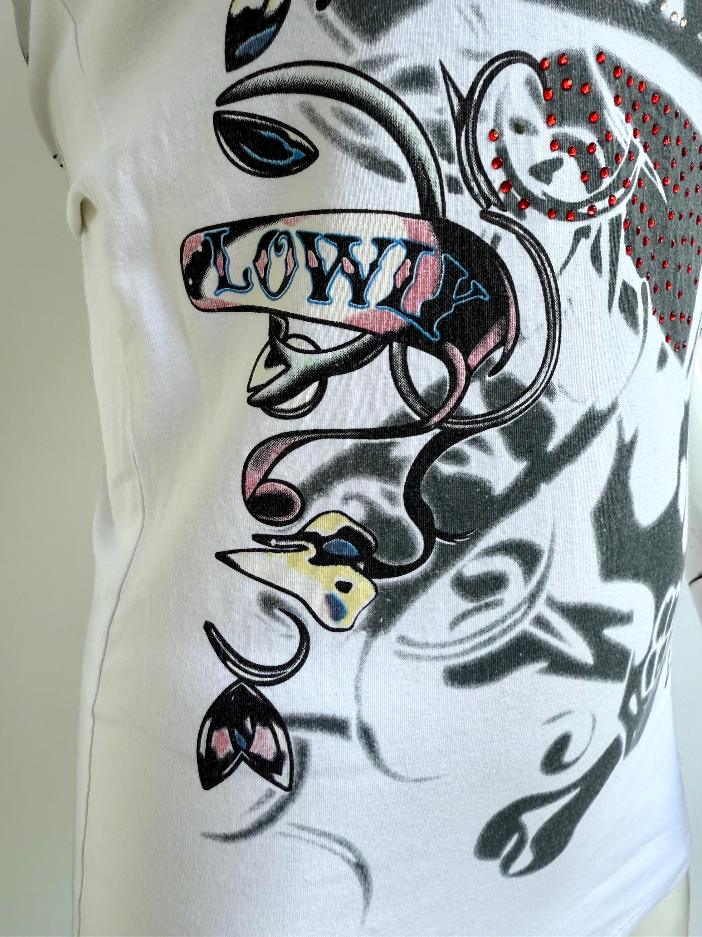 y2k❤️ 00s Ed Hardy ラインストーン ロゴ 薔薇 タンクトップ Y2K Ed Hardy Diamanté Tank Top: Skull Roses Graphic, Made in USA