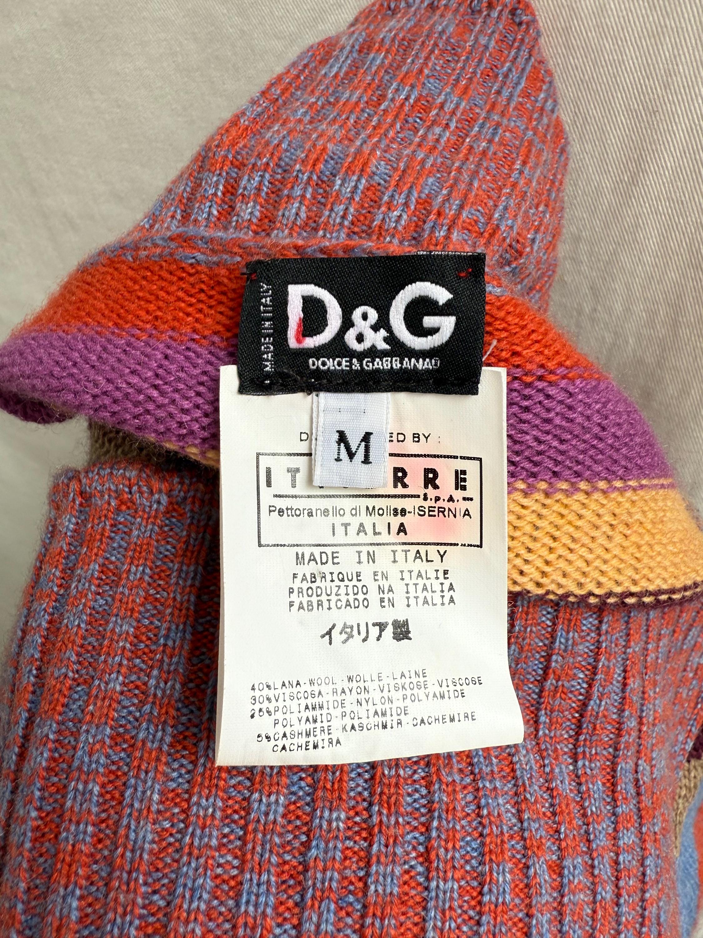 Y2k Vintage Dolce Gabbana Striped Sweater, D&G Knit Multicolor off