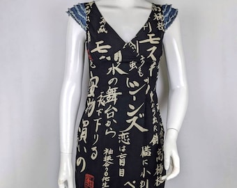 vintage 90er Jahre MOSCHINO Kleid. rüschen chinesisches orientalisches kleid