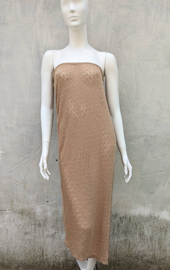Vintage 90s DOLCE GABBANA Crochet Maxi Dress. D&G Beige Boho Asymetrical  Dress - Etsy