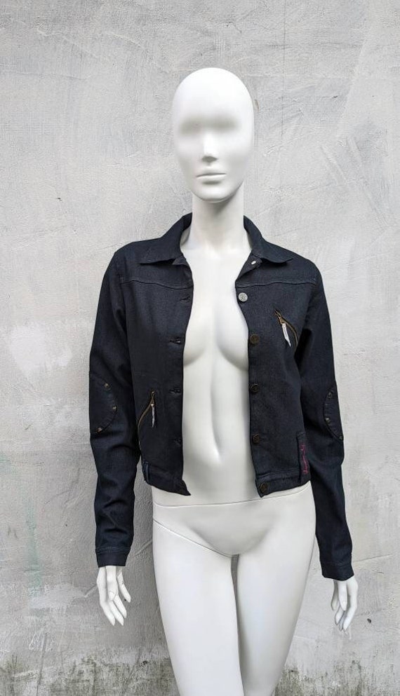 vintage 90s VERSACE jean jacket. button up denim jacket Versace Young