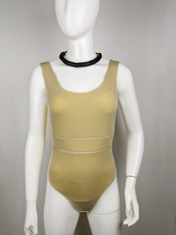 Vintage 90s LA PERLA Beige Bodysuit Nude One Piece Body 